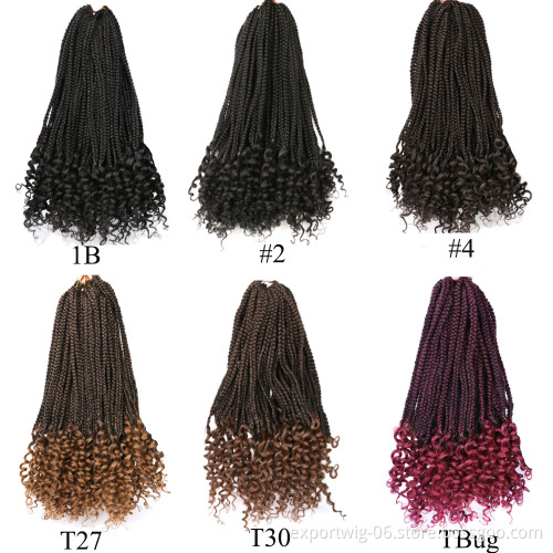 Crochet Hair Box Braids Curly Ends Ombre Synthetic Hair for Braid 24 Strands Braiding Hair Extensions